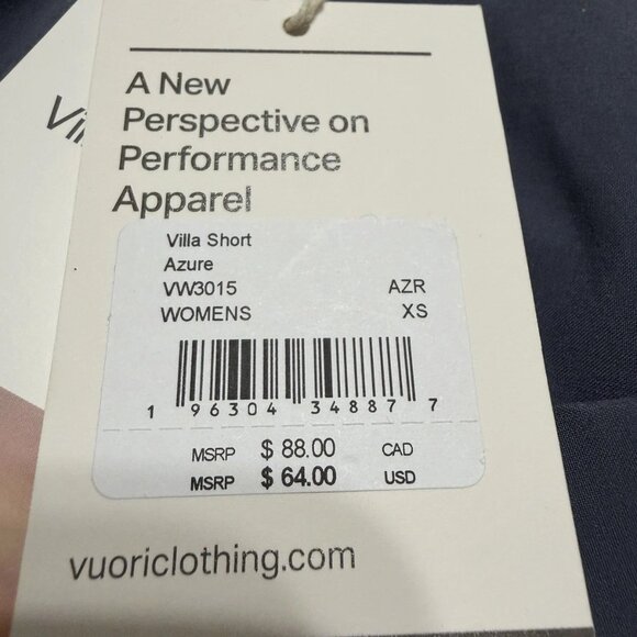 New Vuori Villa Shorts Azure Blue Women's X-Small XS $64 MSRP - Picture 5 of 5